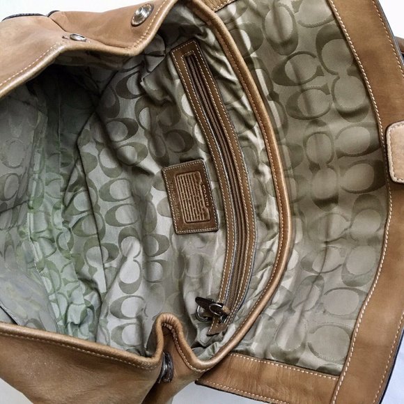 COACH Hampton‎ Soho Light Tan Genuine Leather Satchel Shoulder Bag H3S-9550 - Picture 8 of 14